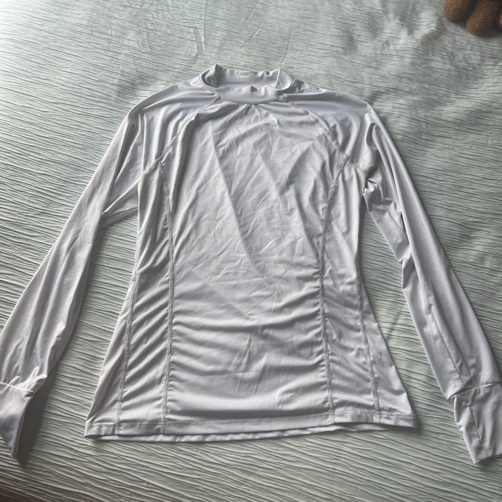 White Long Sleeve Base Layer Athletic Top